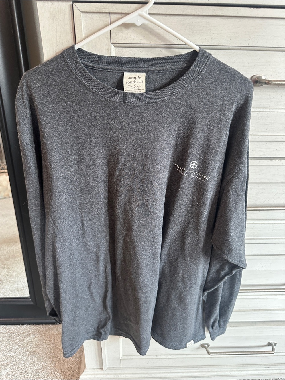 Simply Southern Womens  Long Sleeve Tee - Dark Gray